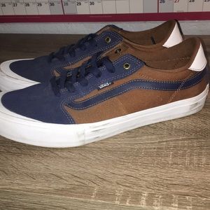 brown and blue vans